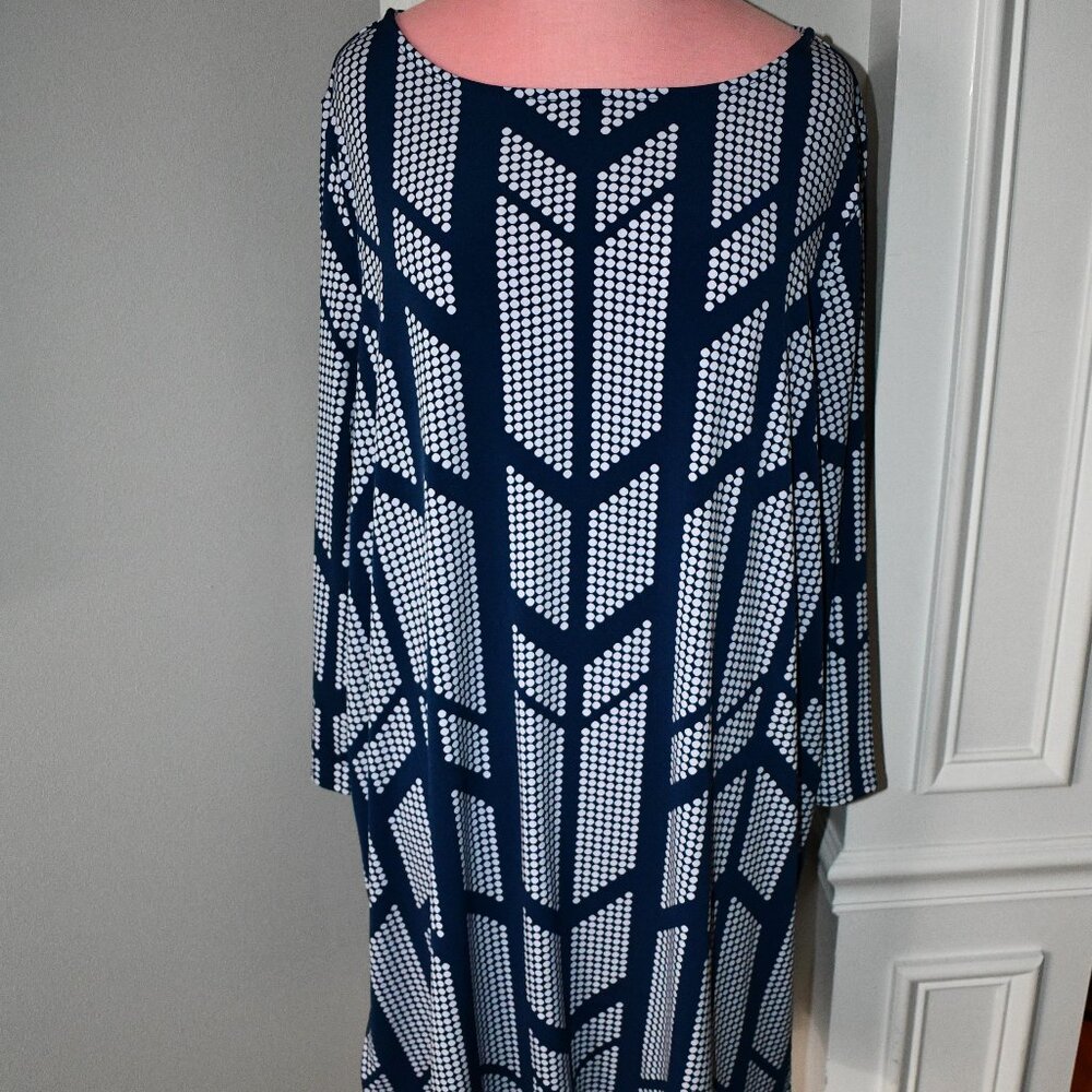 Alfani Woman Midi Dress in Blue Multi Size: 2X Great Condition